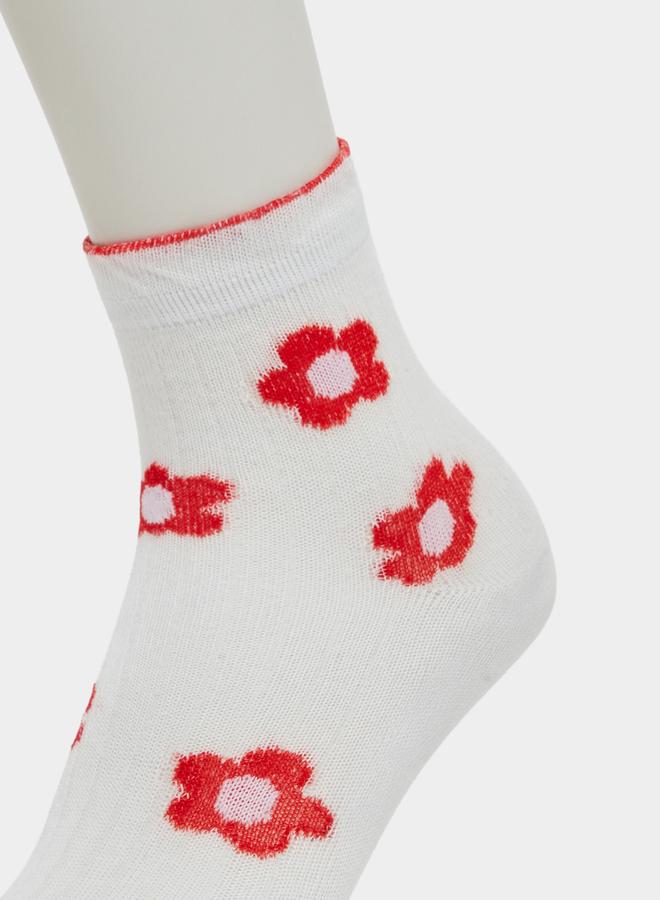 Styli Pack of 5 - Girls Floral Patterned Cotton Socks - Image 2